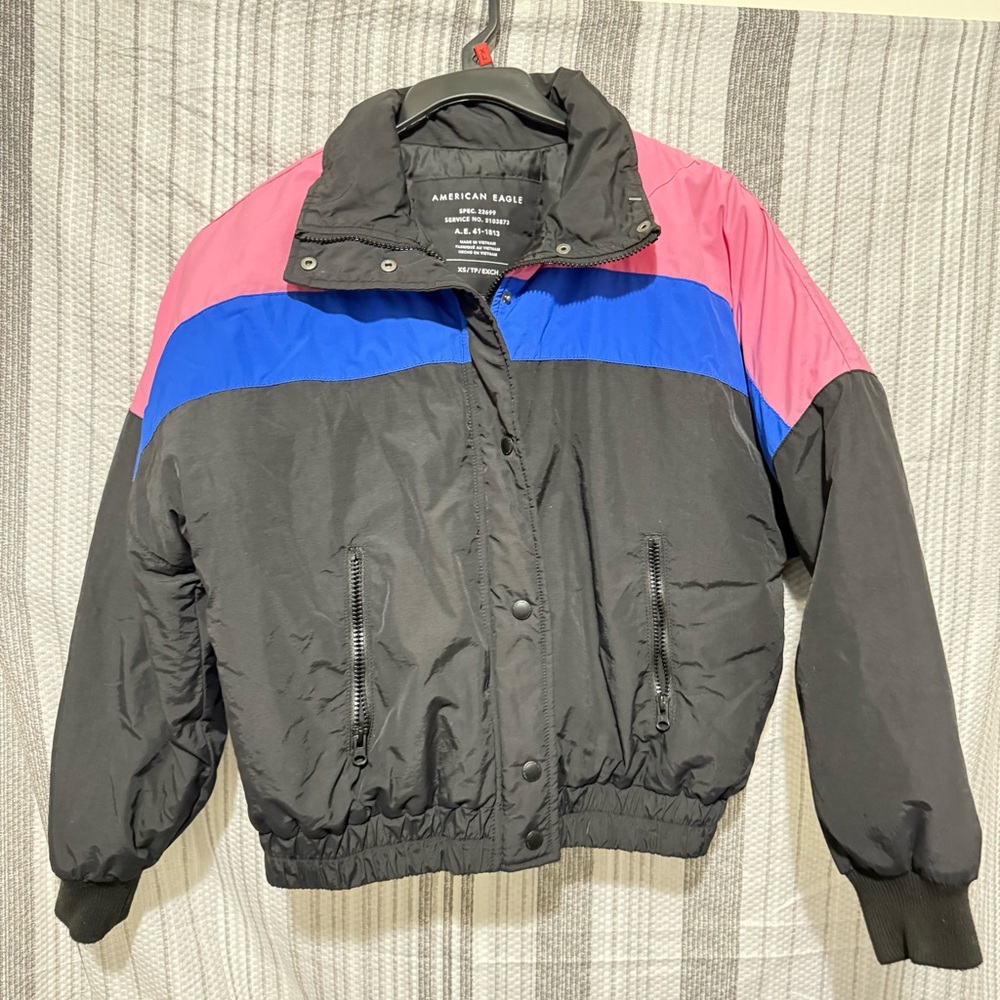 Vintage American Eagle Outfitters Black, Pink, and Blue Jacket